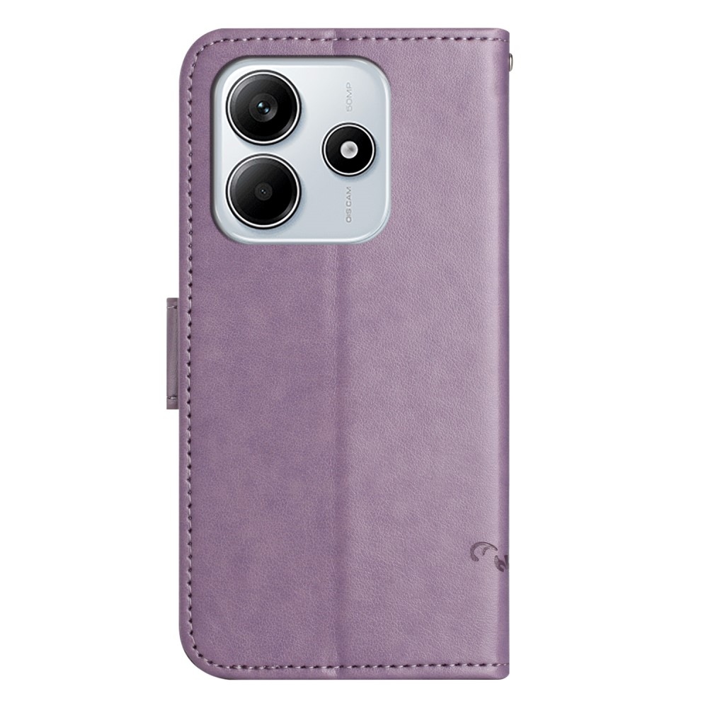 Virágos könyvtáska Xiaomi Redmi Note 14 5G - világos lila