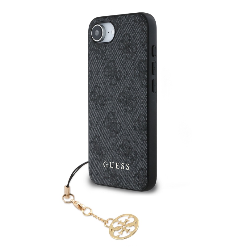 Guess 4G Charm hátlapi borító iPhone 16e készülékhez Tone on Tone Szürke