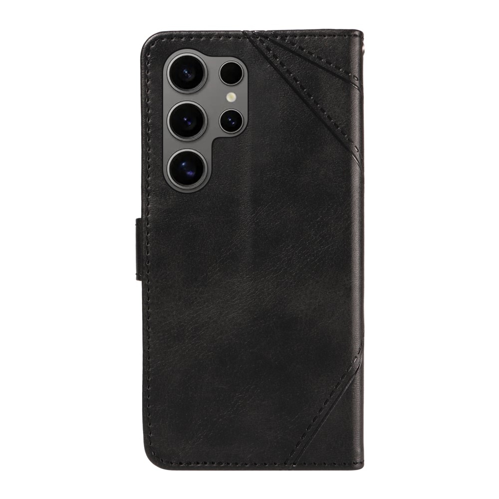 Vonalak könyv tok Samsung Galaxy S25 Ultra - fekete