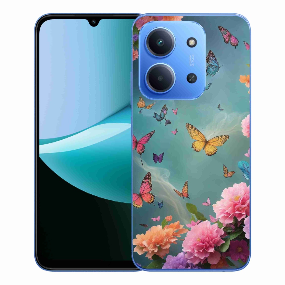 Gél borító mmCase a Xiaomi Redmi 15C 4G/5G (173mm) - színes virágok és pillangók számára