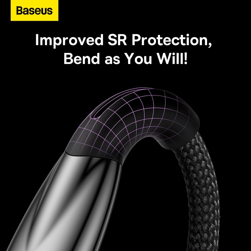 Baseus Glimmer sorozatú gyors töltő adatkábel USB-A - világítás 2.4A 2m Fekete