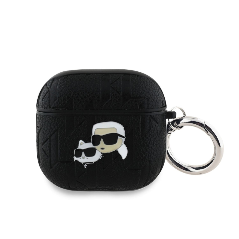 Karl Lagerfeld PU dombornyomott Karl és Choupette fejek tok az AirPods 4 készülékhez Fekete