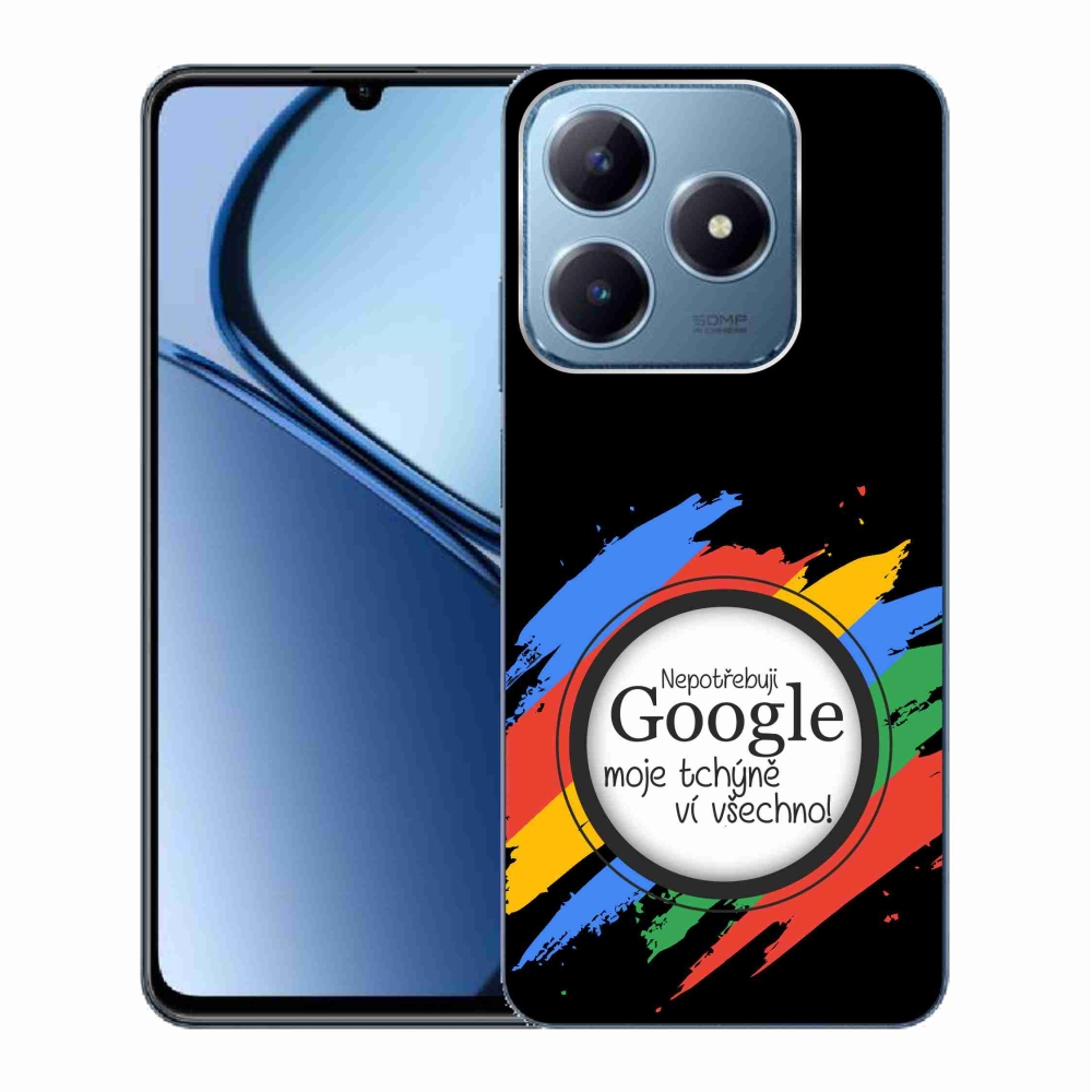 Gél borító mmCase a Realme C63-on - anyós mindent tud fekete háttérrel