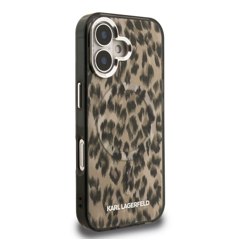 Karl Lagerfeld IML Leopard Leopard MagSafe hátlap iPhone 16-hoz Barna