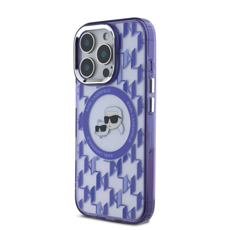 Karl Lagerfeld IML Monogram K&CH Heads MagSafe hátlap iPhone 16 Pro lila színű iPhone 16 Pro készülékhez