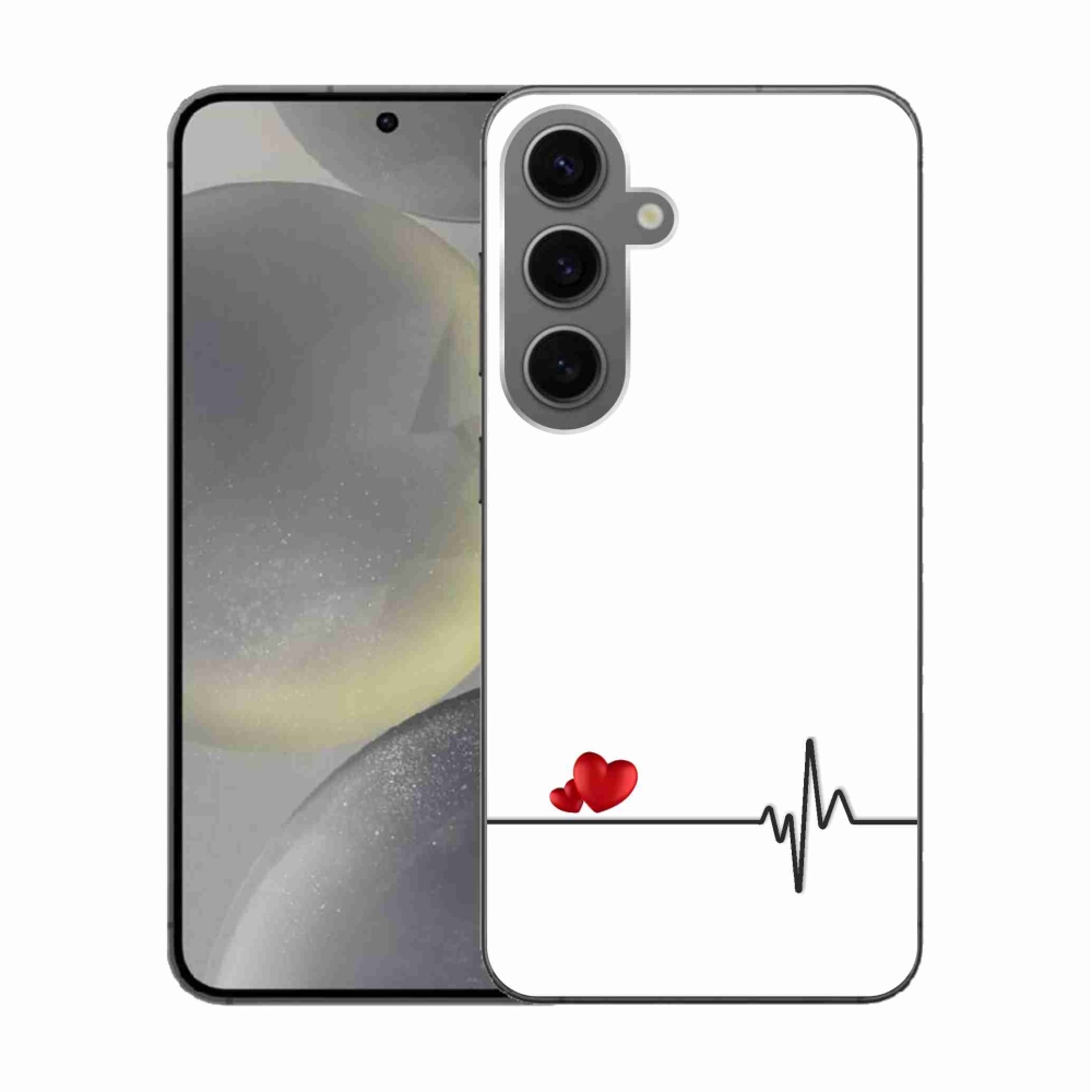 Gél borító mmCase Samsung Galaxy S24 készülékhez - szív és szívverés fehér háttérrel