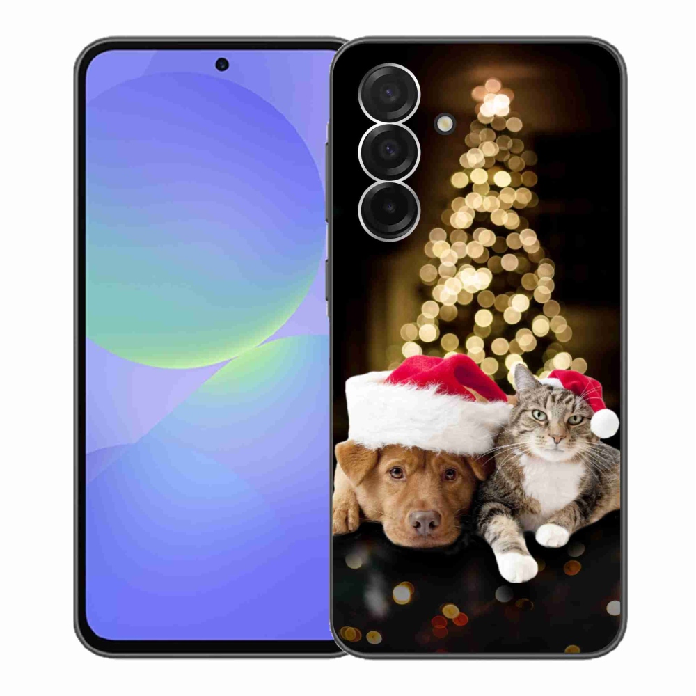 Gél borítás mmCase Samsung Galaxy A36 5G - Karácsonyi kutya és macska
