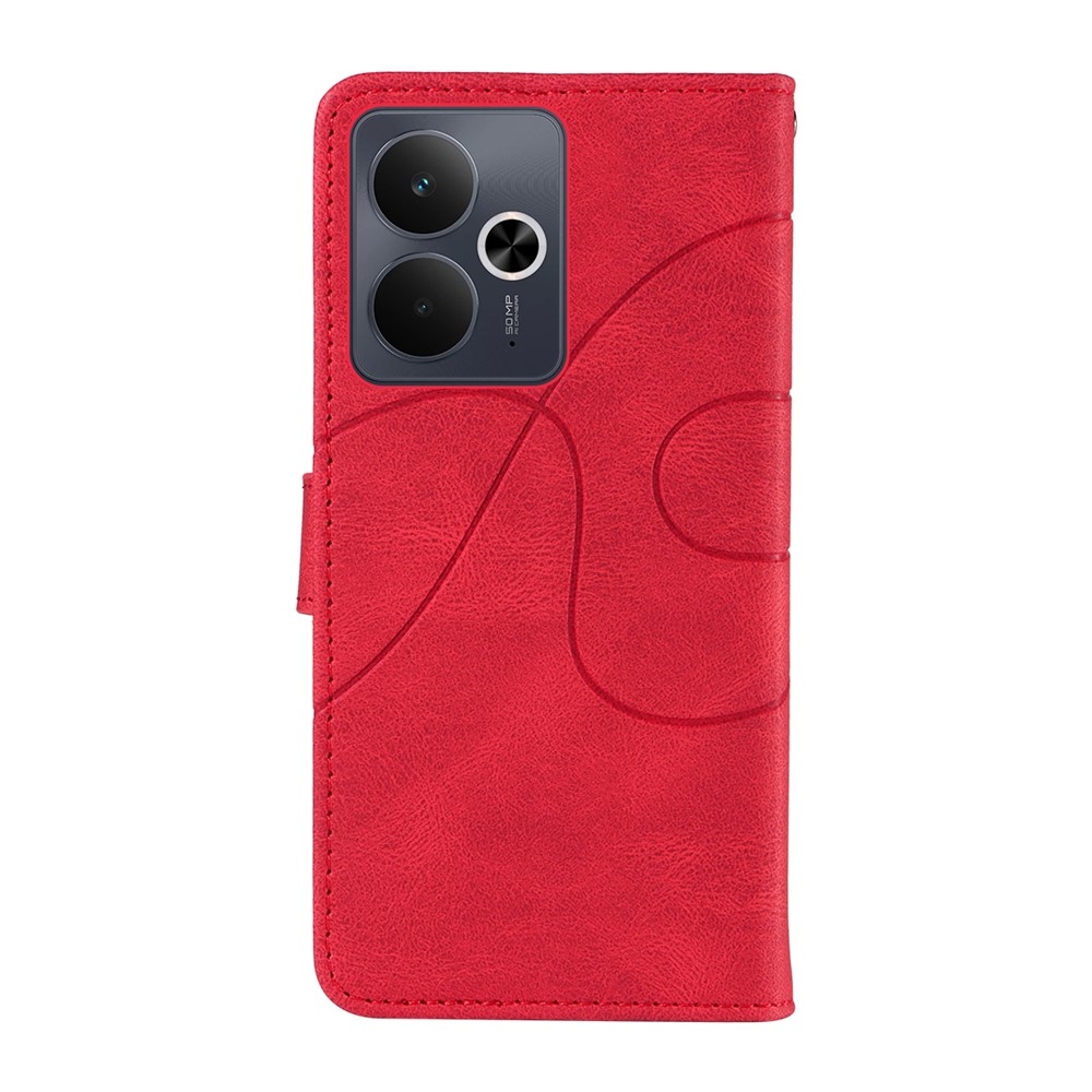 Ívelt könyvtáska a Realme 14 5G/14T 5G készülékhez - piros színű