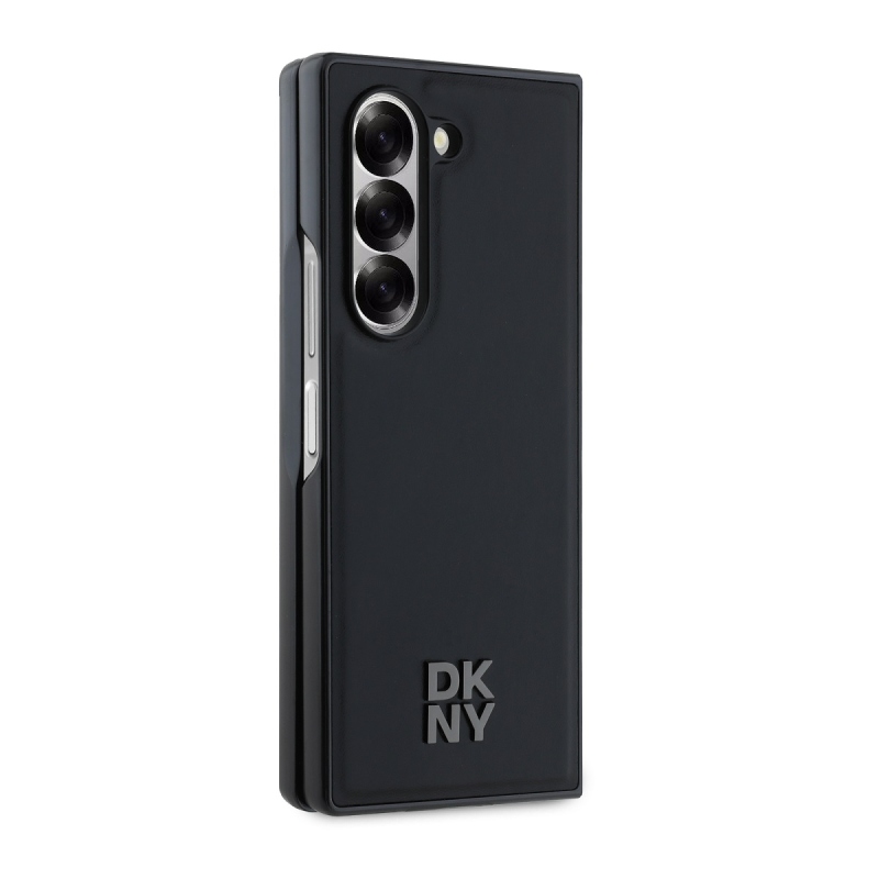 DKNY PU bőr Stack Logo MagSafe hátlap a Samsung Galaxy Z Fold 6-hoz Fekete fekete