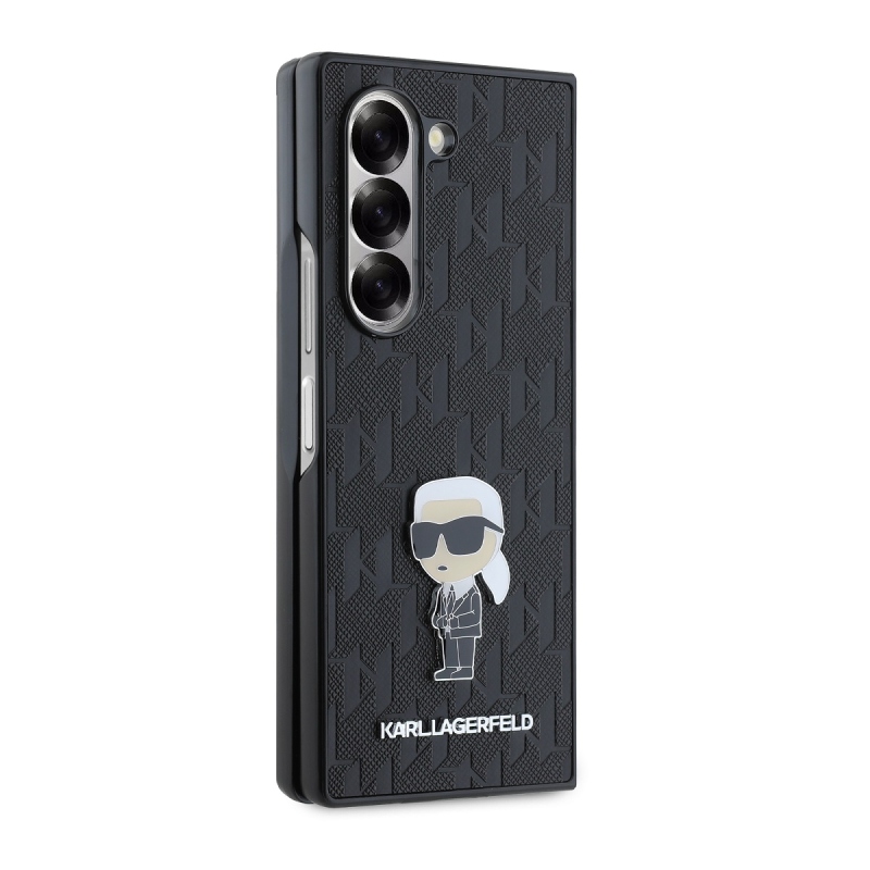 Karl Lagerfeld PU Saffiano Monogram Iconic hátlap Samsung Galaxy Z Fold 6 Fekete fekete