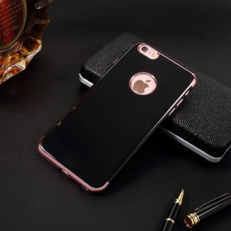 Elegáns zselés tok kontrasztos szegéllyel iPhone 6s Plus és 6 Plus készülékhez - rózsaarany színű