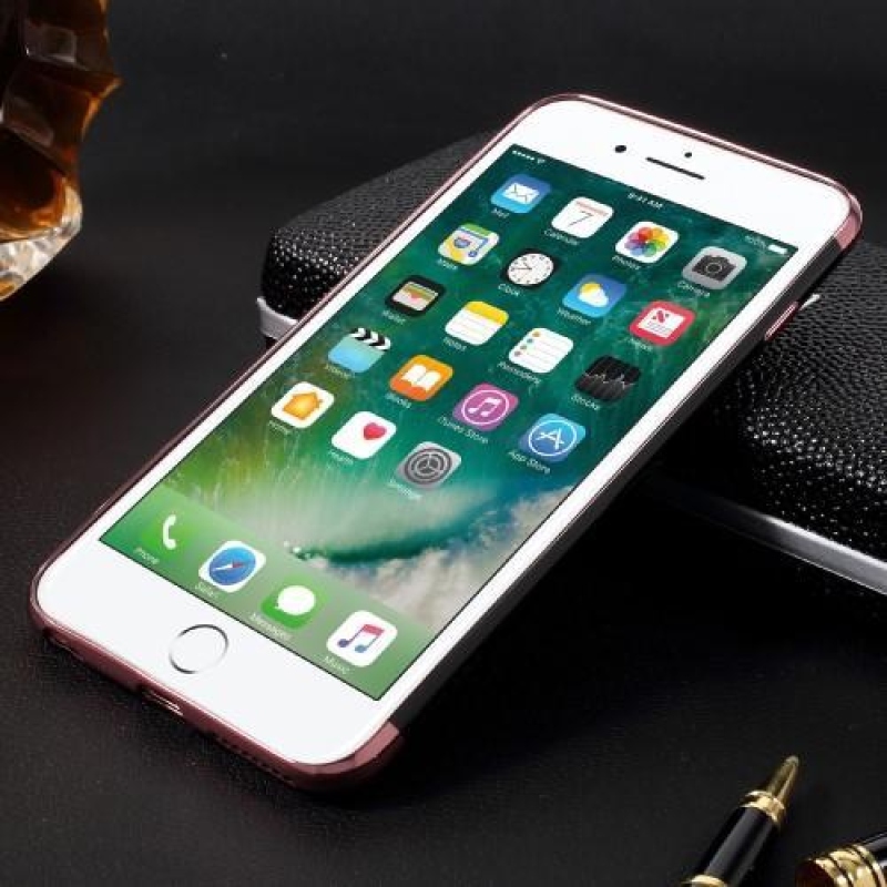 Elegáns zselés tok kontrasztos szegéllyel iPhone 6s Plus és 6 Plus készülékhez - rózsaarany színű