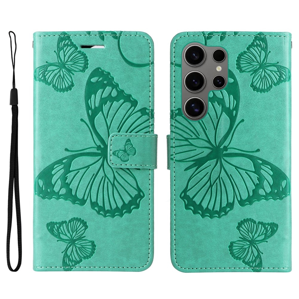 Nagy pillangó könyv tok Samsung Galaxy S25 Ultra készülékhez - teáskék színű