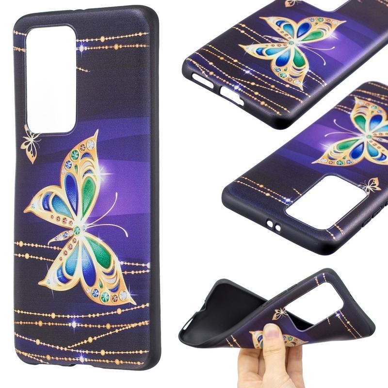 Dombornyomott zselés tok mobil Huawei P40 Pro - színes pillangó