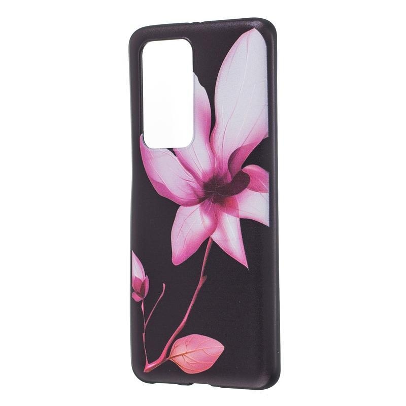 Dombornyomott zselés tok mobil Huawei P40 Pro - rózsaszín virág