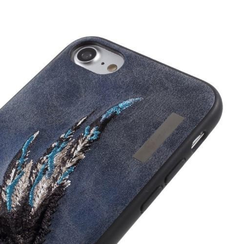Embro műanyag tok PU bőrrel borítva iPhone 8 és iPhone 7 készülékhez - kék szárnyak