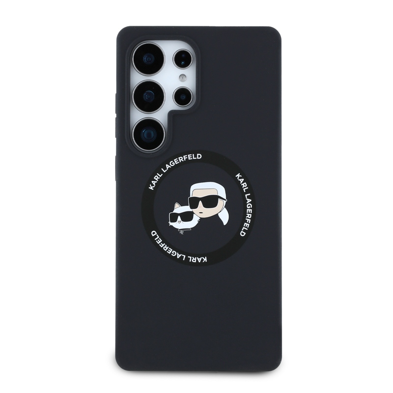 Karl Lagerfeld Liquid Silicone K&CH Heads MagSafe hátlap Samsung Galaxy S25 Ultra fekete