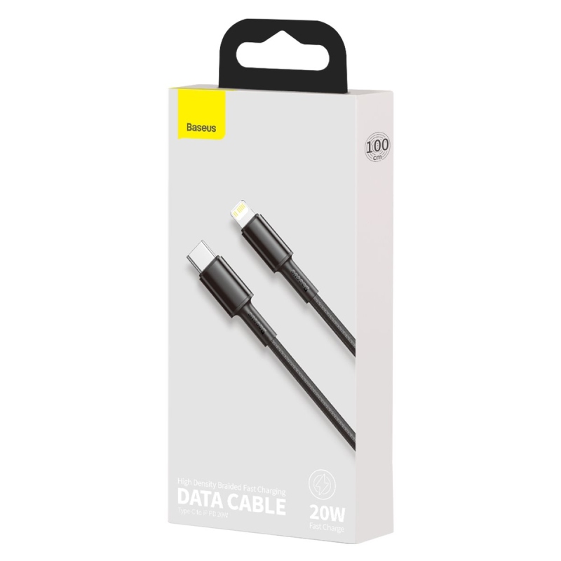 Baseus High Density Braided Series gyors töltő kábel USB-C - világítás 20W 1m fekete