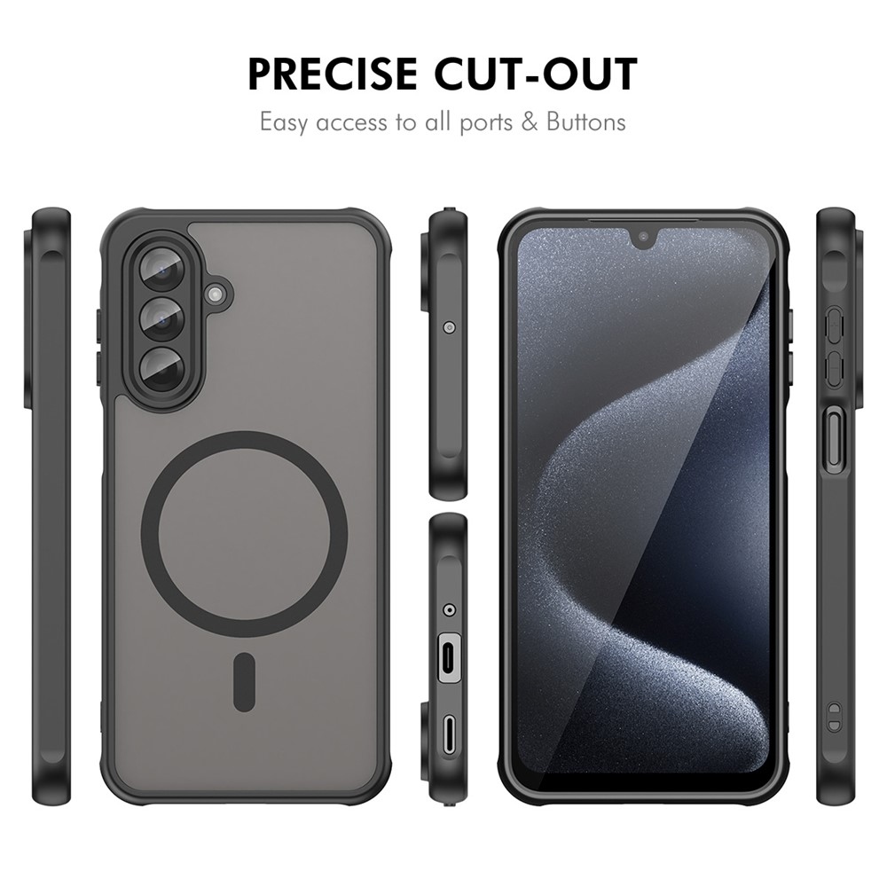 ENKAY matt zselés tok MagSafe + 9H védőüveg Samsung Galaxy A16 4G/5G készülékhez - fekete