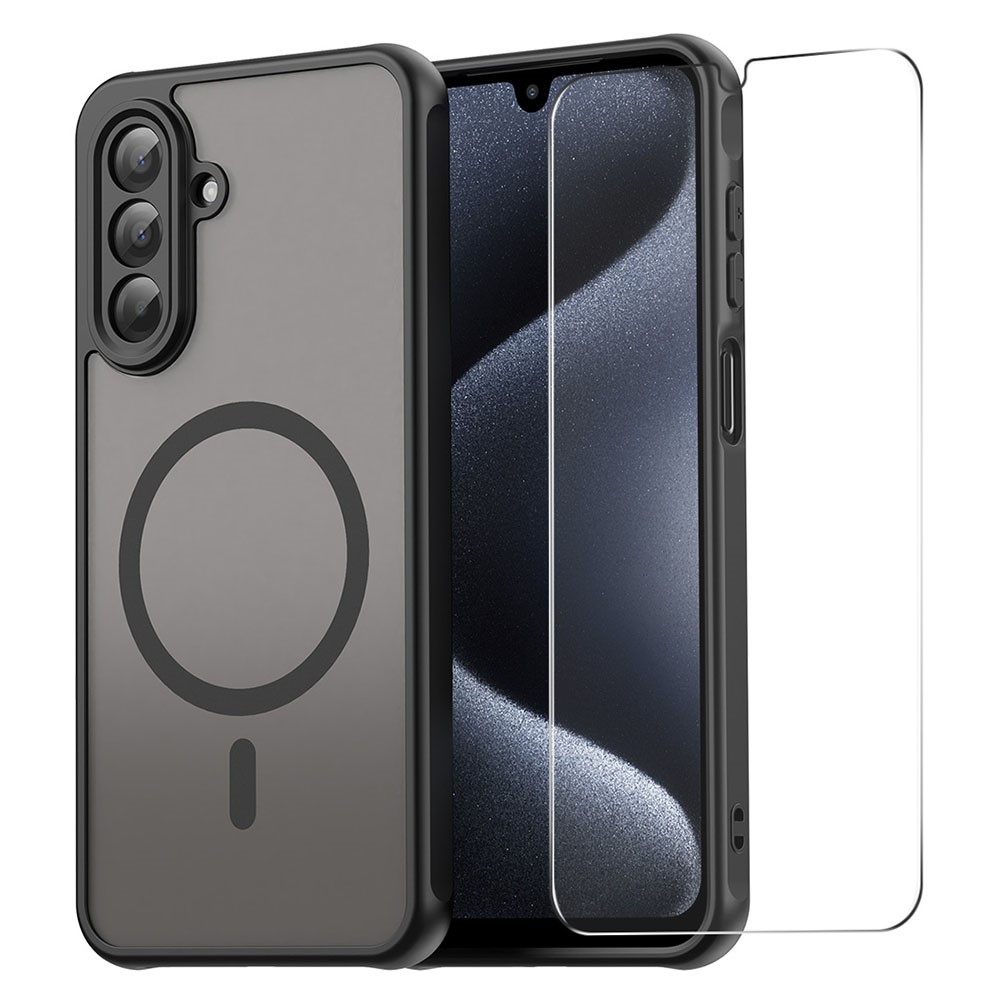 ENKAY matt zselés tok MagSafe + 9H védőüveg Samsung Galaxy A26 5G - fekete