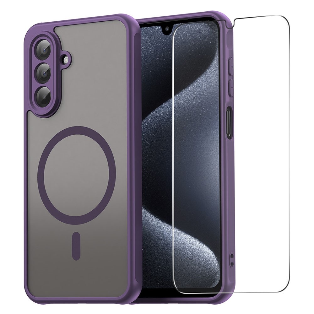 ENKAY matt zselés tok MagSafe + 9H védőüveg Samsung Galaxy A26 5G - lila