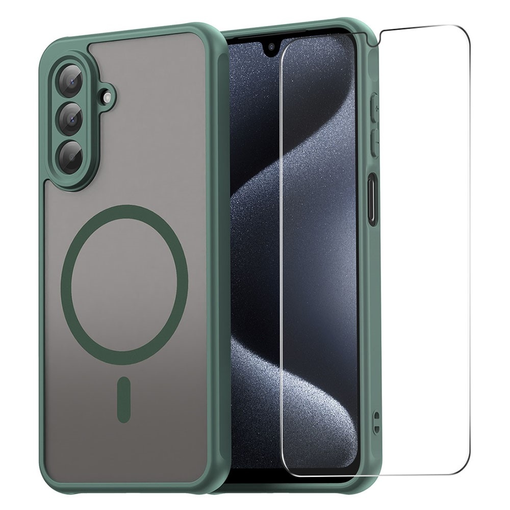 ENKAY matt zselés tok MagSafe + 9H védőüveg Samsung Galaxy A26 5G - zöld