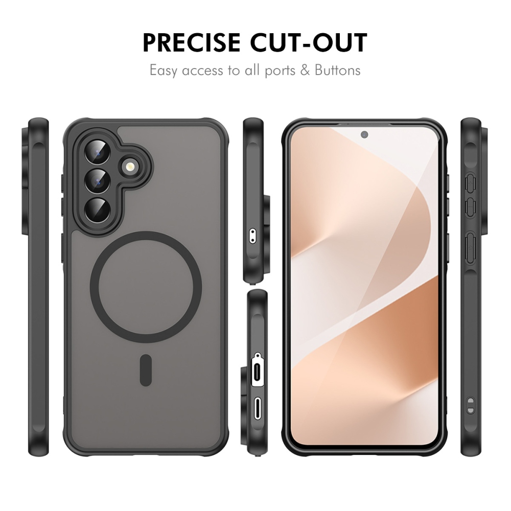 ENKAY matt zselés tok MagSafe + 9H védőüveg Samsung Galaxy A57 5G - fekete