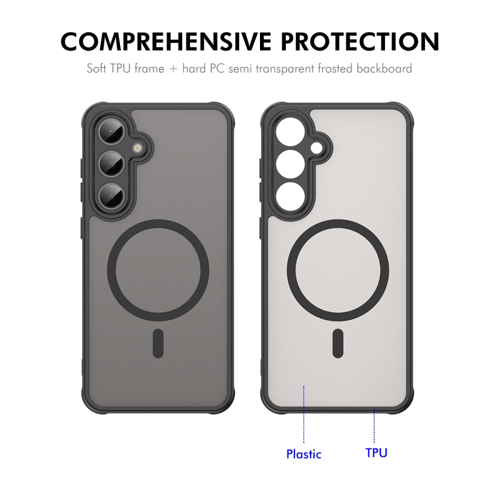 ENKAY matt zselés tok MagSafe + 9H védőüveg Samsung Galaxy A57 5G - fekete