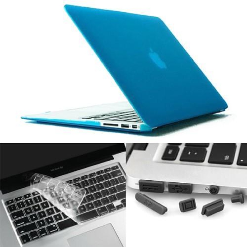 Enky készlet matt műanyag tok, billentyűzetvédő és karcolásmentes dugó MacBook Air 13.3 - világoskékhez