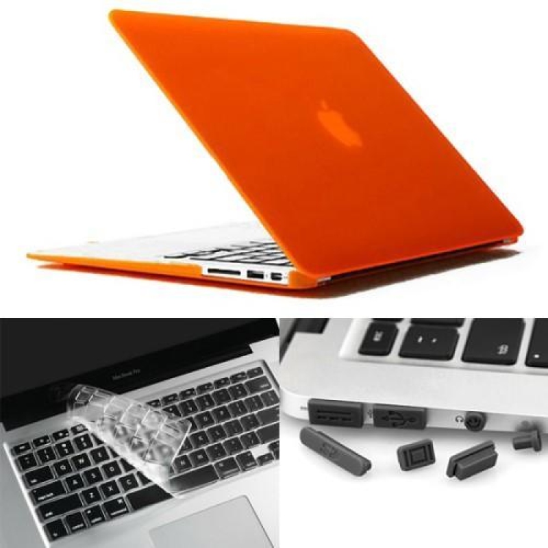 Enky készlet matt műanyag tok, billentyűzetvédő és porvédő MacBook Air 13.3 - narancssárga színűhez