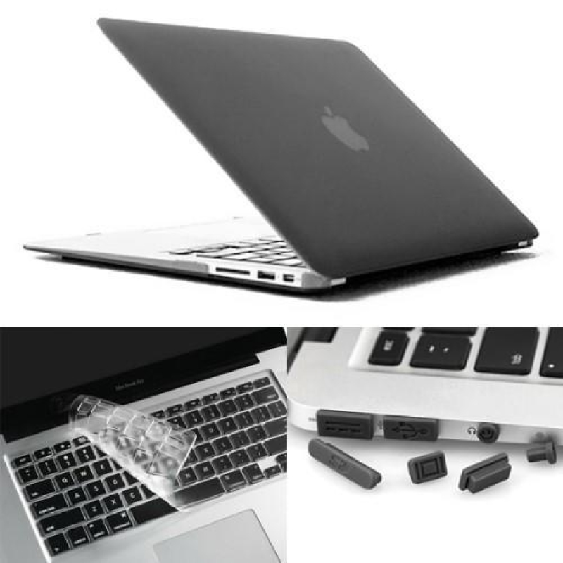 Enky szett matt műanyag tok, billentyűzetvédő és porvédő dugó MacBook Air 13.3 - szürke