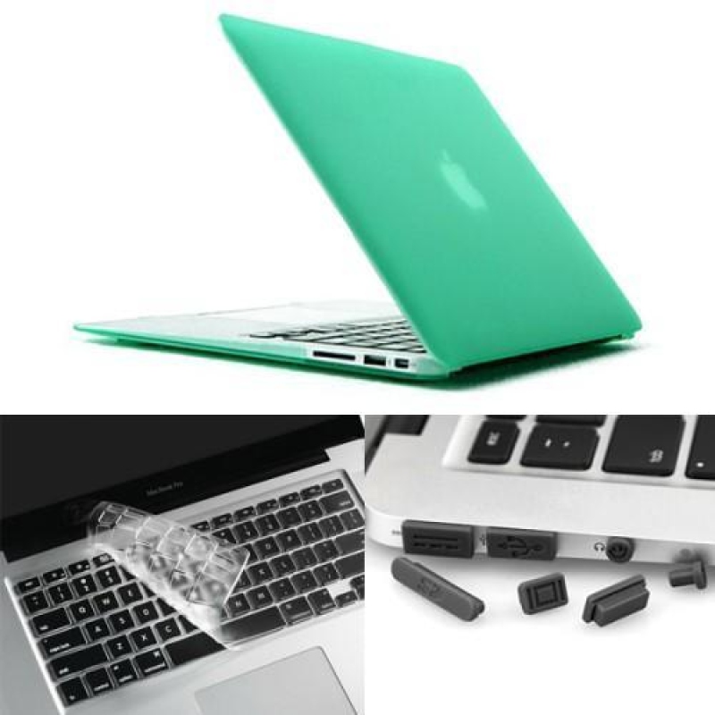 Enky szett matt műanyag tok, billentyűzetvédő és porvédő dugó MacBook Air 13.3 - zöld