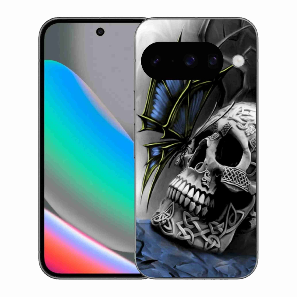 Gél borítás mmCase a Google Pixel 10 számára - pillangó és koponya