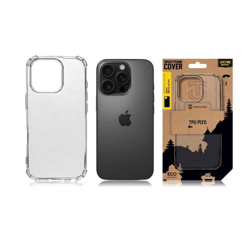 Taktikai TPU Plyo borítás Apple iPhone 16 Pro készülékhez Átlátszó