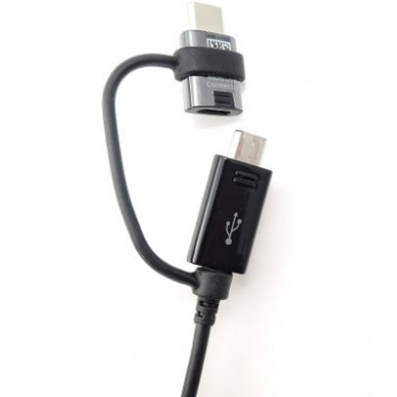 EP-DG950DBE Samsung kombinált microUSB adatkábel USB-C reduktorral 1,4 m fekete (ömlesztett)