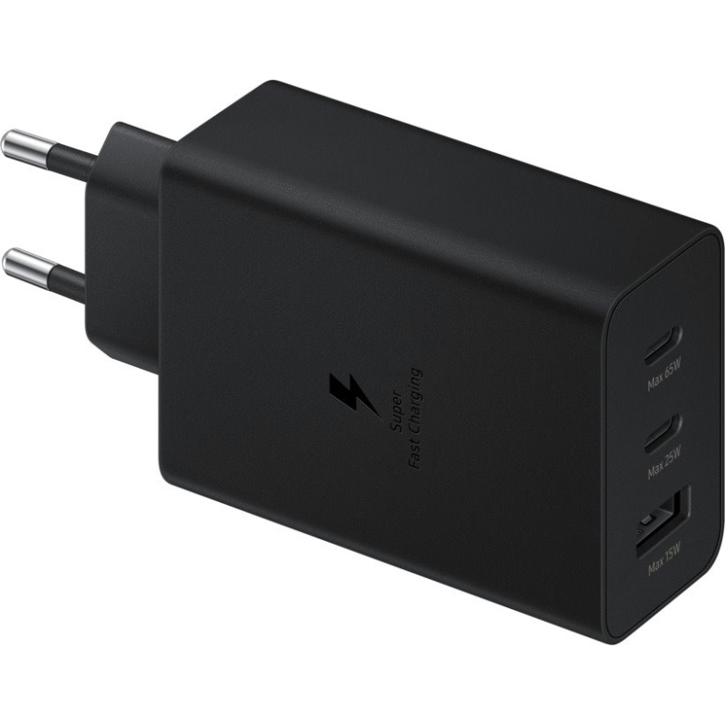 EP-T6530NBE Samsung Trio (2xUSB-C,1xUSB-A) 65W-os utazási töltő fekete színben