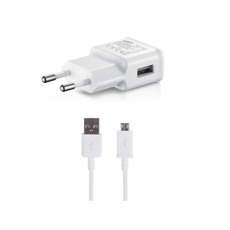 EP-TA200EWE + ECB-DU4EWE Samsung 15W-os utazási töltő + microUSB adatkábel Fehér (OOB Bulk)