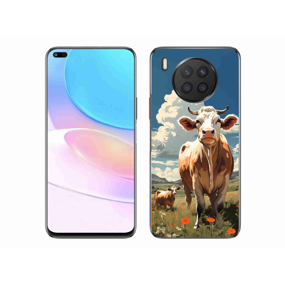 Gél borítás mmCase a Huawei Nova 8i számára - tehenek a réten