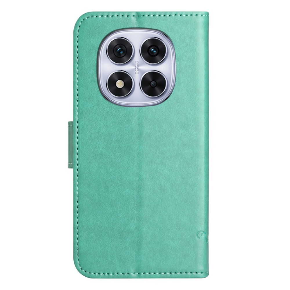 Virágos könyv tok Xiaomi Redmi Note 14 Pro 5G/Poco X7 5G/Note 14 Pro+ 5G - teal színű