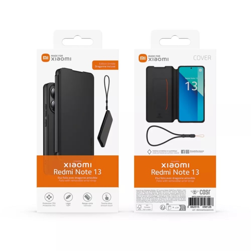Készült Xiaomi Book Case tok tokkal Xiaomi Redmi Note 13 4G Fekete