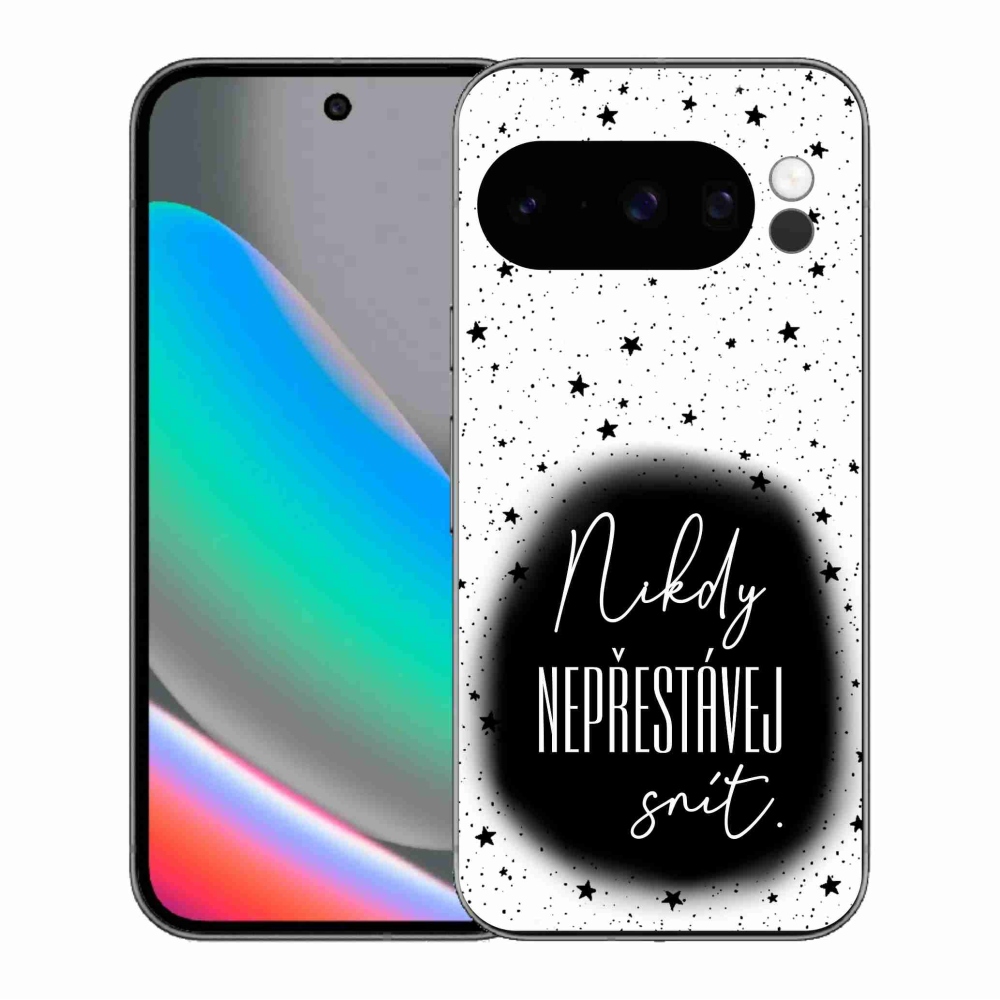 Gél borítás mmCase a Google Pixel 10 Pro készülékhez - Idézet 1 fekete-fehér háttérrel