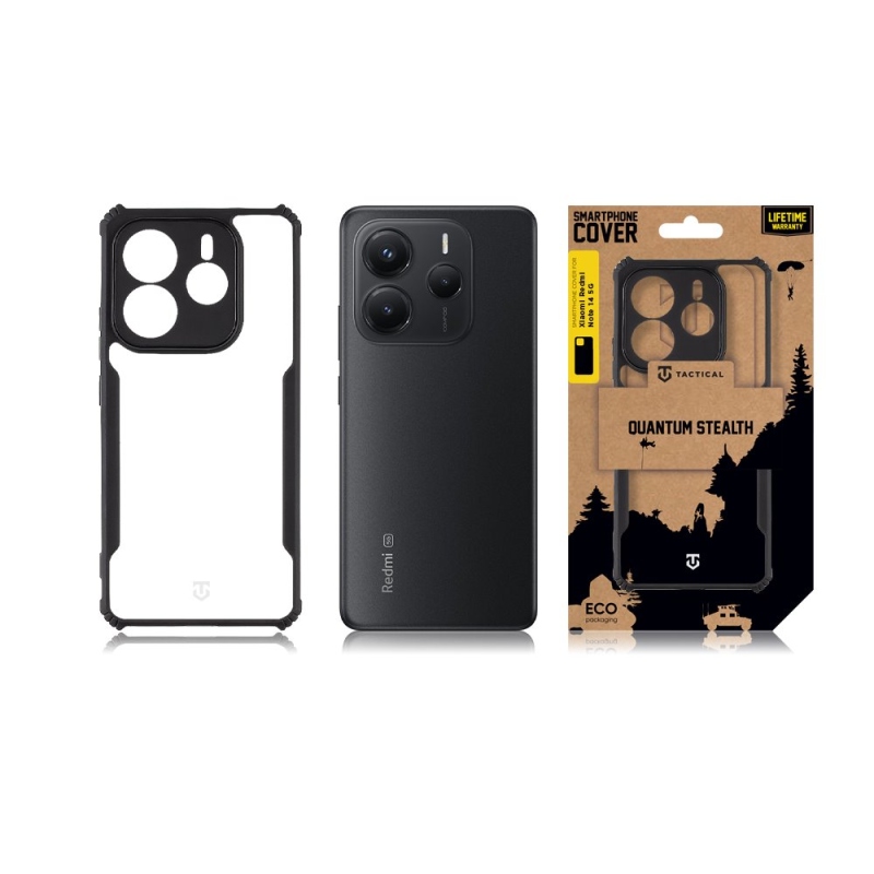 Taktikai Quantum Stealth Cover for Xiaomi Redmi Note 14 5G Clear/Black (átlátszó/fekete)