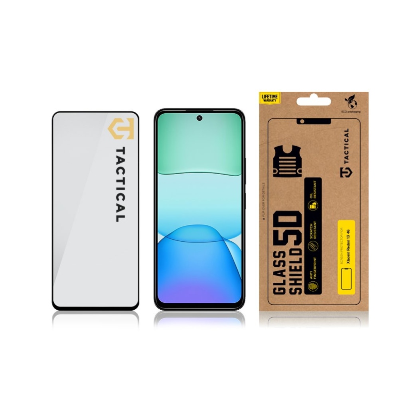 Taktikai üvegpajzs 5D üveg a Xiaomi Redmi 13 4G fekete számára