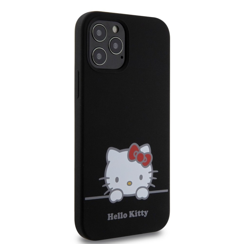 Hello Kitty Liquid Silicone Daydreaming Logo hátlapi borító iPhone 12/12 Pro Fekete
