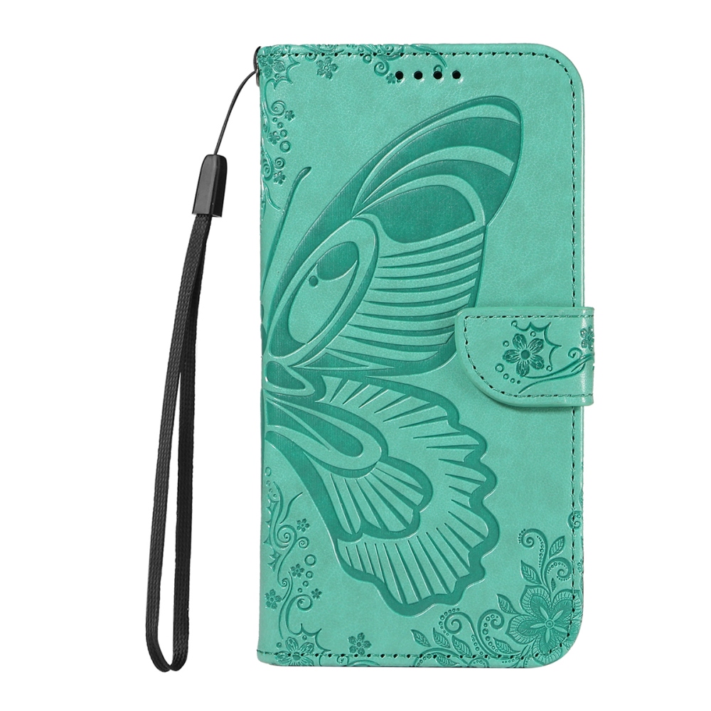 Virágos pillangó könyvtáska iPhone 17 készülékhez - teal színű