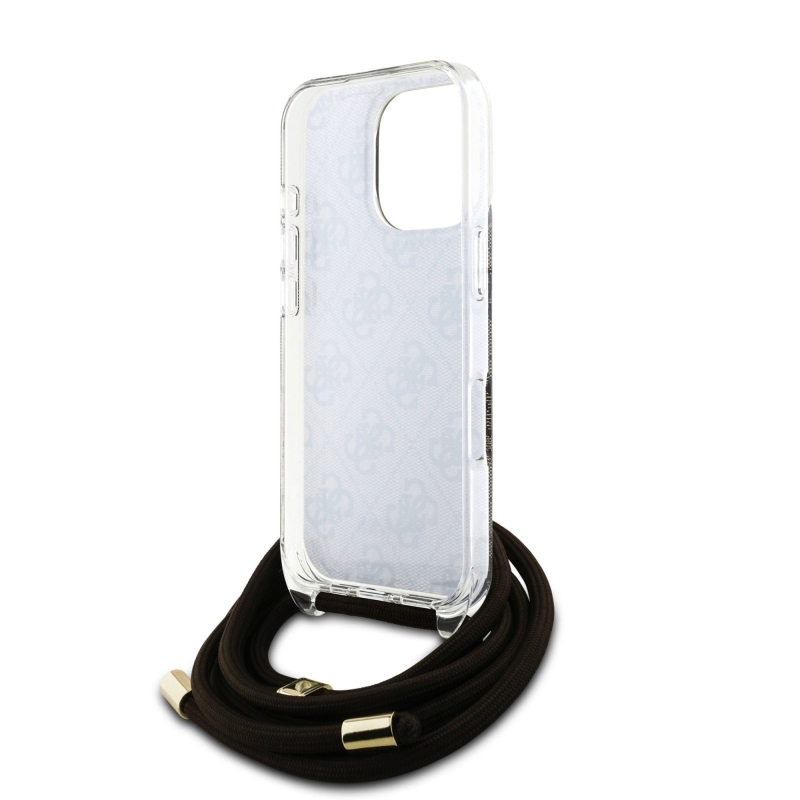 Guess IML 4G nyomtatott keresztpántos hátlap iPhone 16 Pro barna iPhone 16 Pro-hoz Barna