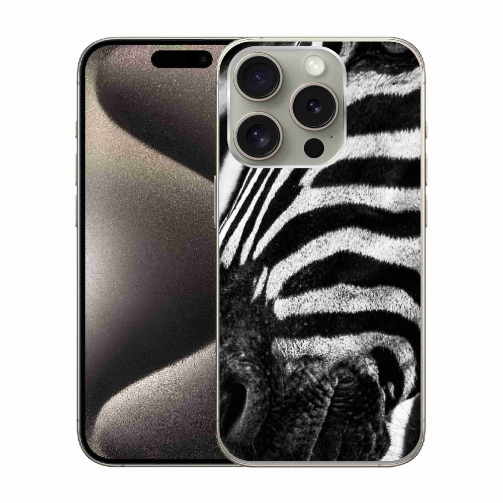 Gél védőburkolat mmCase iPhone 15 Pro készülékhez - zebra