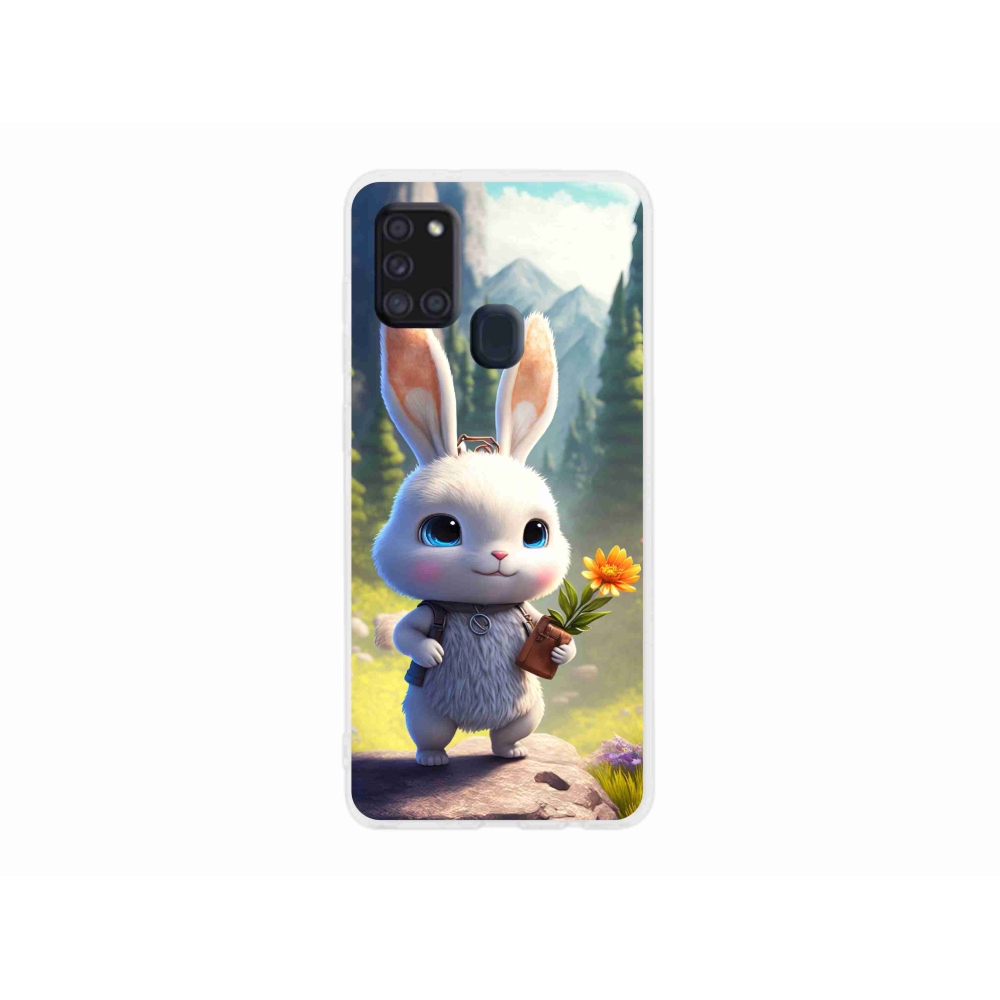 Zselés borítás mmCase Samsung Galaxy A21s készülékhez - aranyos nyuszi