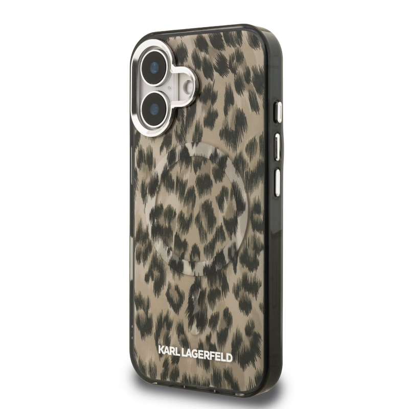 Karl Lagerfeld IML Leopard Leopard MagSafe hátlap iPhone 16-hoz Barna