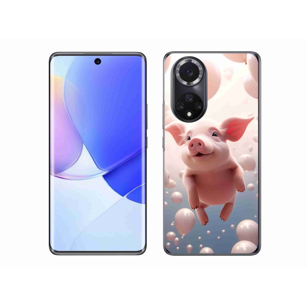 Gél borító mmCase a Huawei Nova 9-hez - malac lufikkal